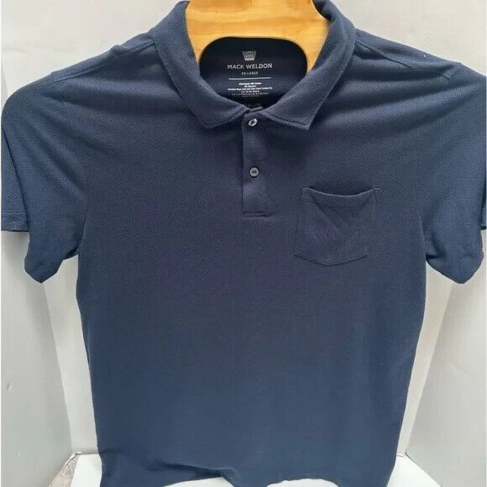 Mack Weldon For Daily Wear Stretch‎ Vented Navy Mesh Polo Size XXL